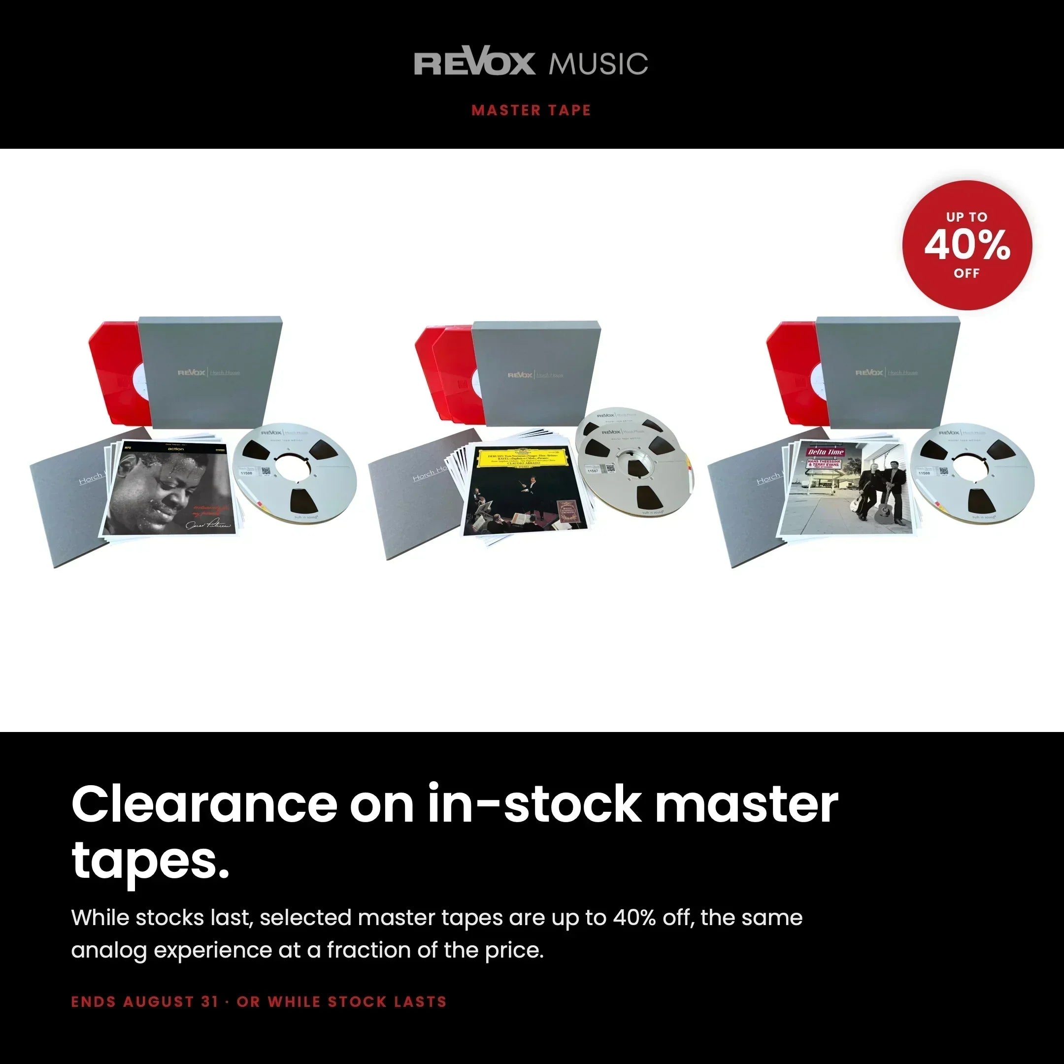 Clearance Sale on in-stock master tapes with up to 40% off!