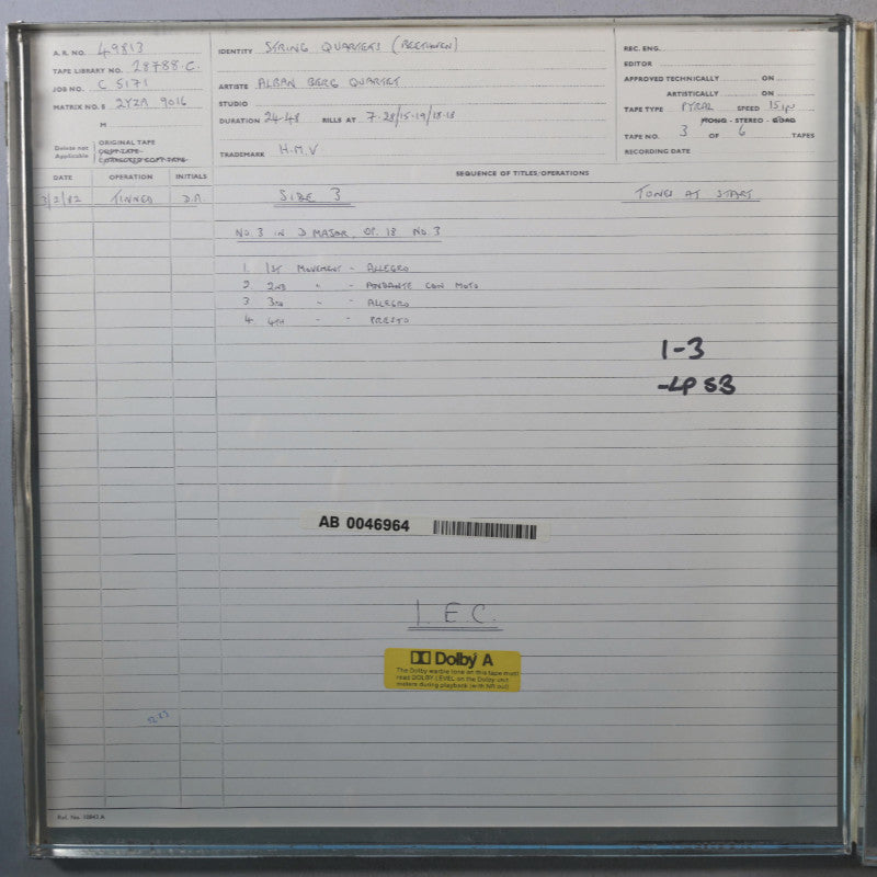 Alban Berg Quartett Beethoven Early Strings Quartets Original Master Tape 3