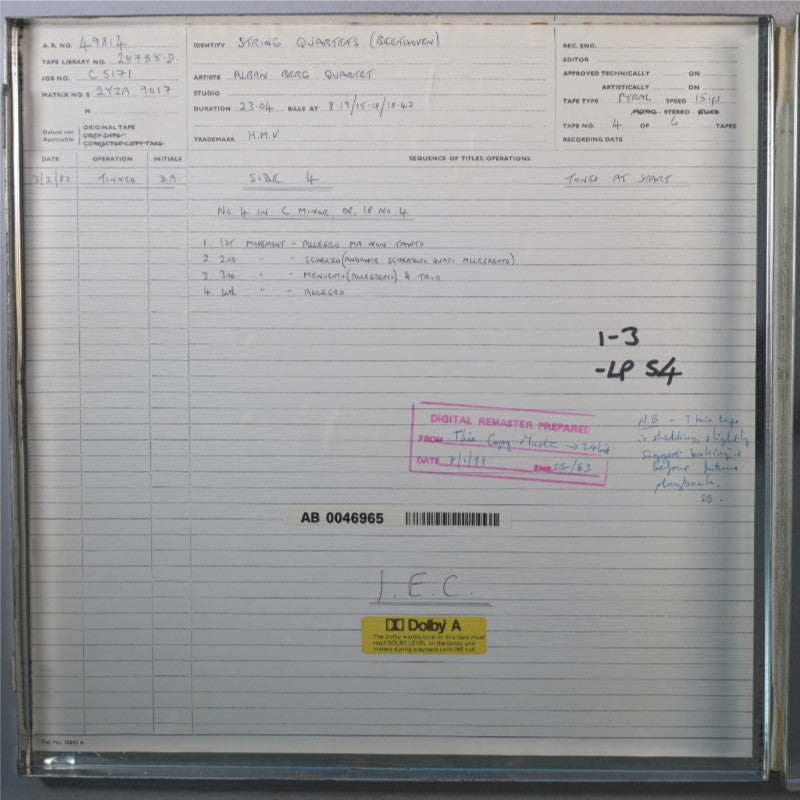 Alban Berg Quartett Beethoven Early Strings Quartets Original Master Tape 4