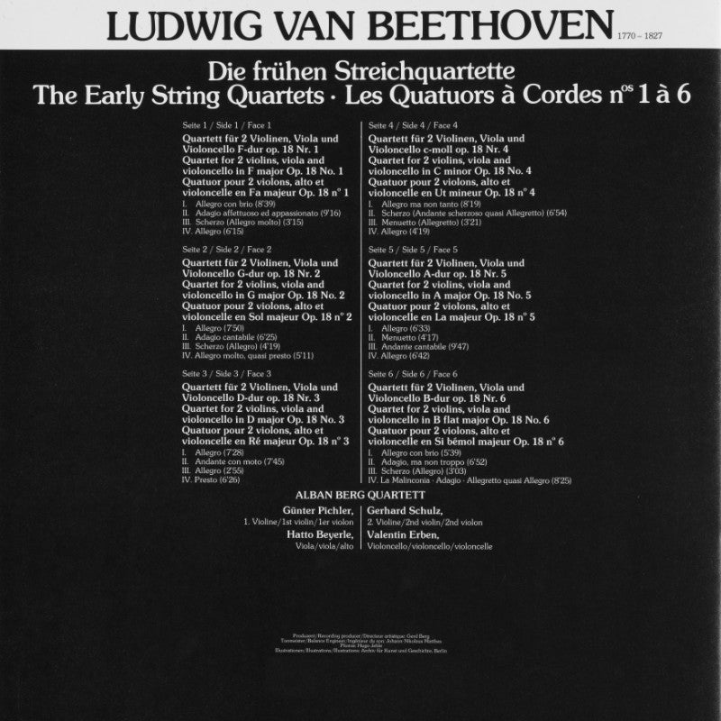 Alban Berg Quartett Beethoven Early Strings Cover Back