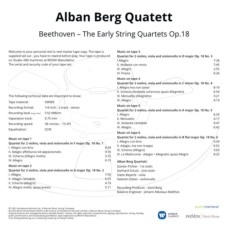 Alban Berg Quartett Beethoven Early Strings Quartets Credits