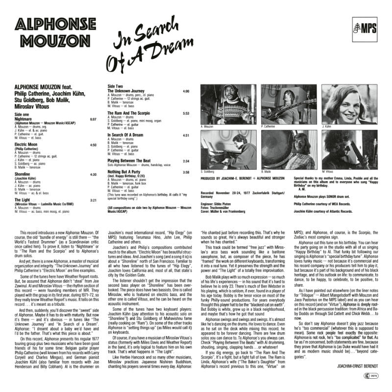 Alphonse Mouzon In Search Of A Dream Cover Backside