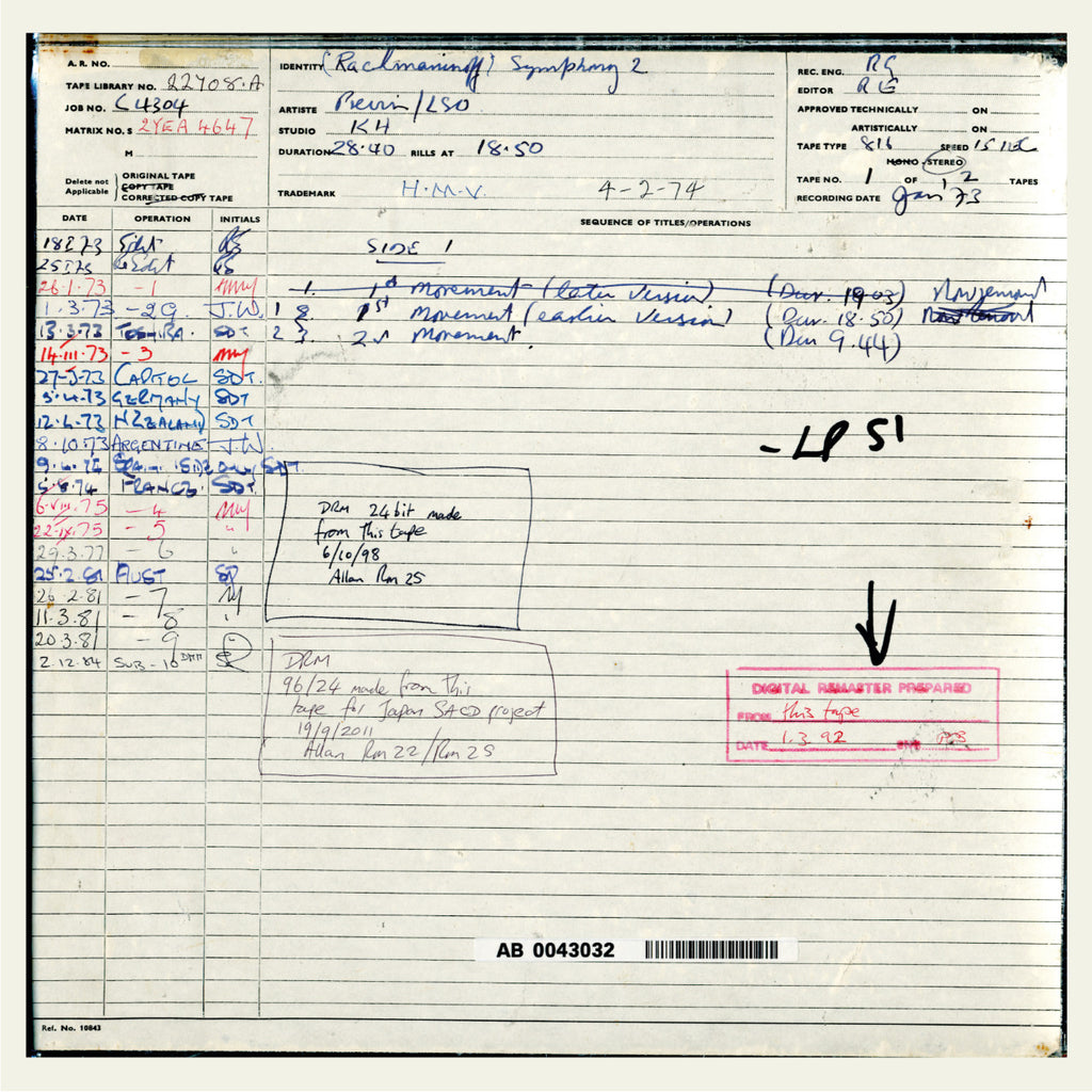 Andre Previn Rachmaninov 2nd Symphony  Original Master Tape 1