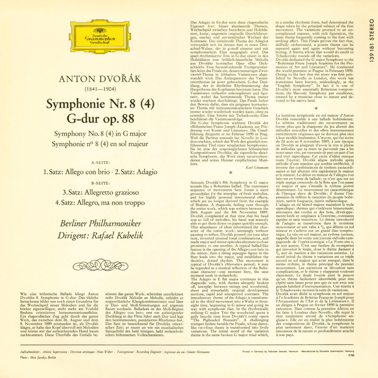 Antonin Dvorak Symphony No 8 Cover Backside
