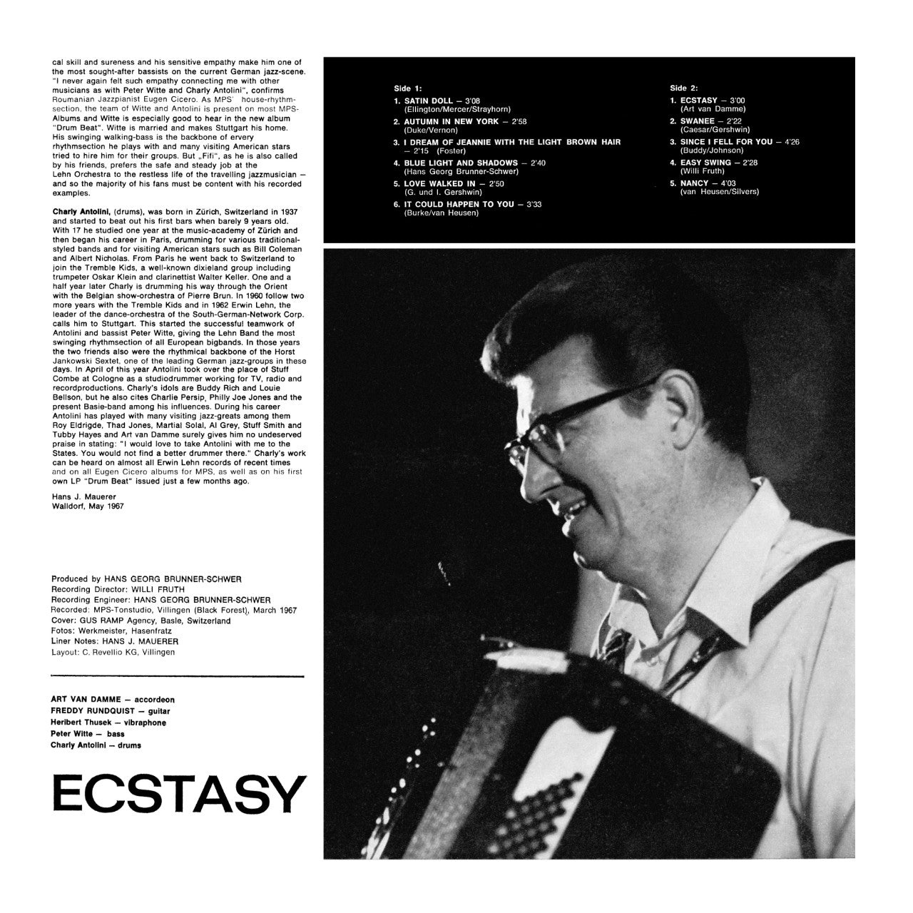 Art Van Damme Ecstasy Cover Backside