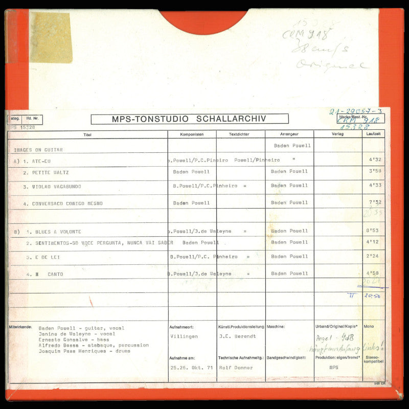 Baden Powell Images On Guitar Original Master Tape