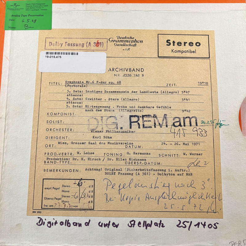 Beethoven Symphony No. 6 Original Master Tape