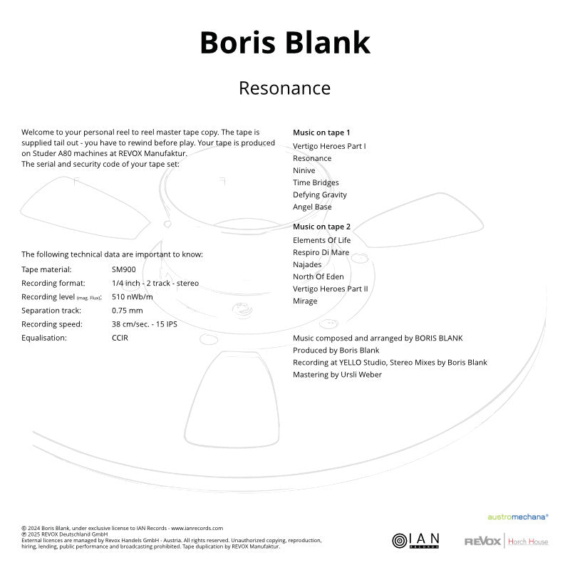 Boris Blank Resonance Credits