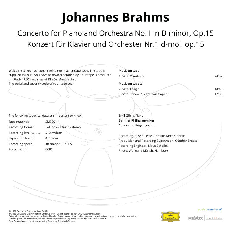 Johannes Brahms Concerto for Piano and Orchestra No 1 Credits