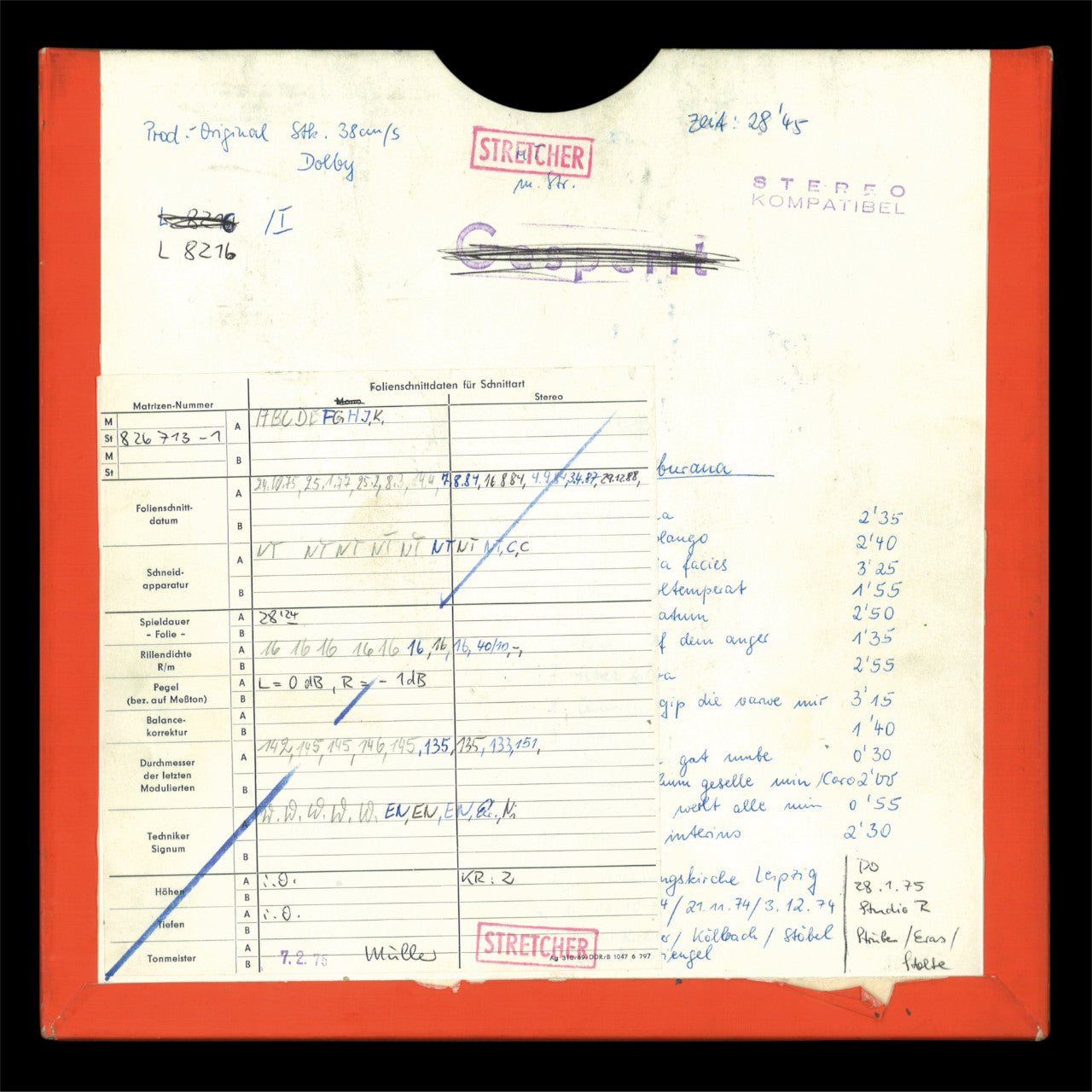 Carl Orff Carmina Burana Original Master Tape 2