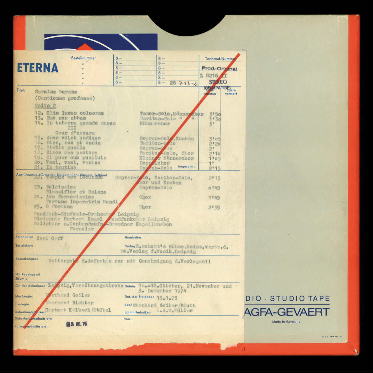 Carl Orff Carmina Burana Original Master Tape 3