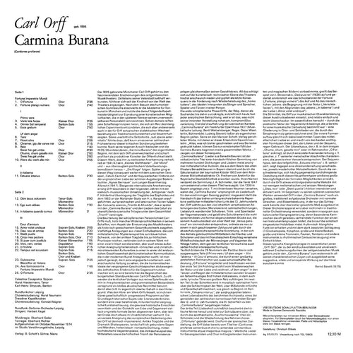 Carl Orff Carmina Burana Cover Backside