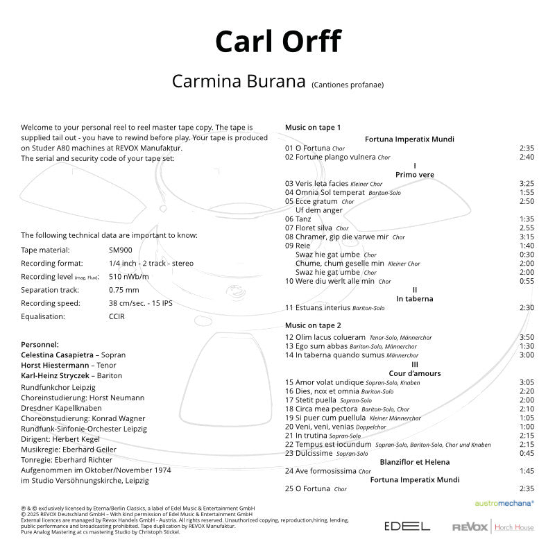 Carl Orff Carmina Burana Credits