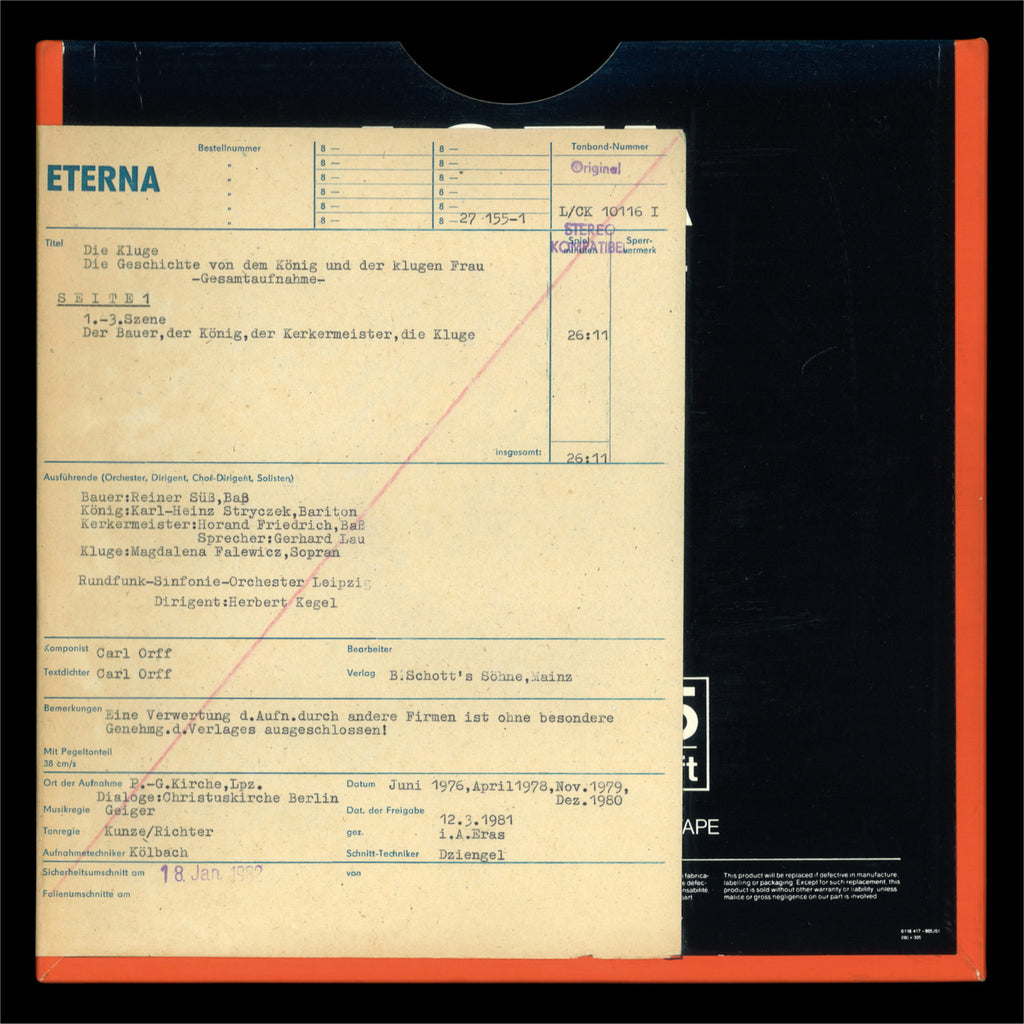 Carl Orff Die Kluge Original Master Tape 1