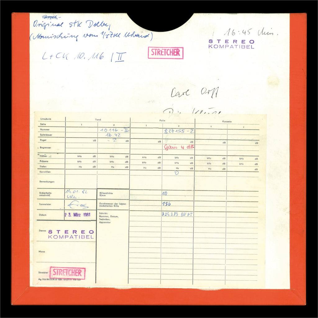 Carl Orff Die Kluge Original Master Tape 4