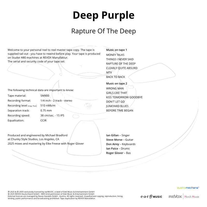 Deep Purple Rapture Of The Deep Credits