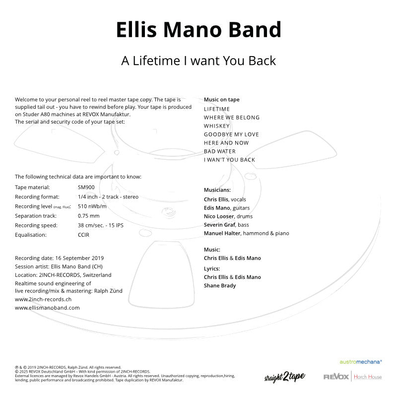 Ellis Mano Band A Lifetime I Want You Back Credits