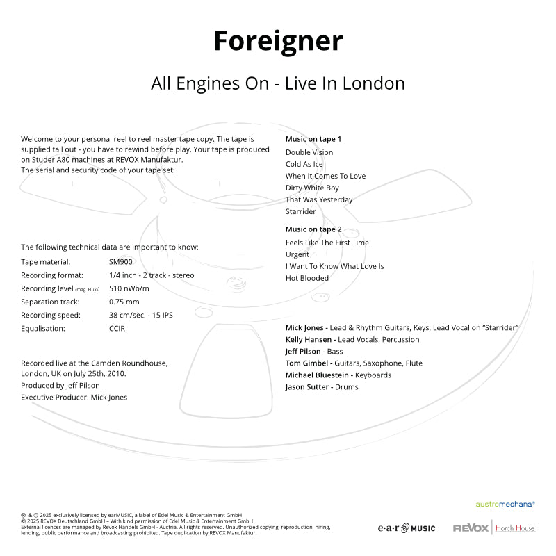 Foreigber All Engines On Live In London Credits