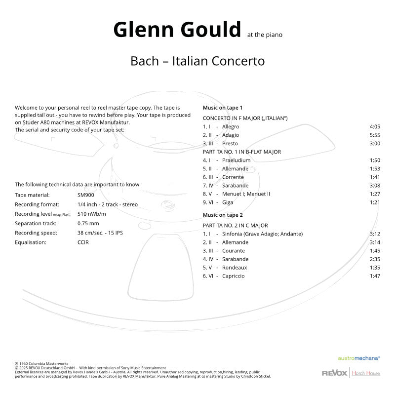 Glenn Gould - Bach Italian Concerto – Revox | Horch House