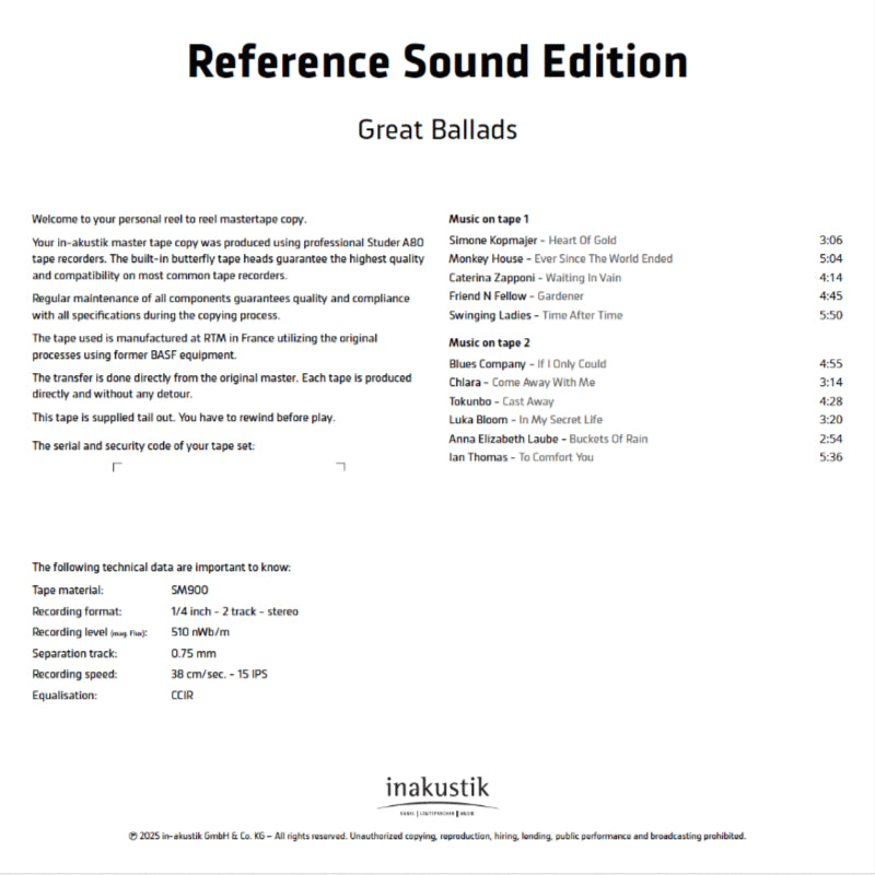 Great Ballads Credits