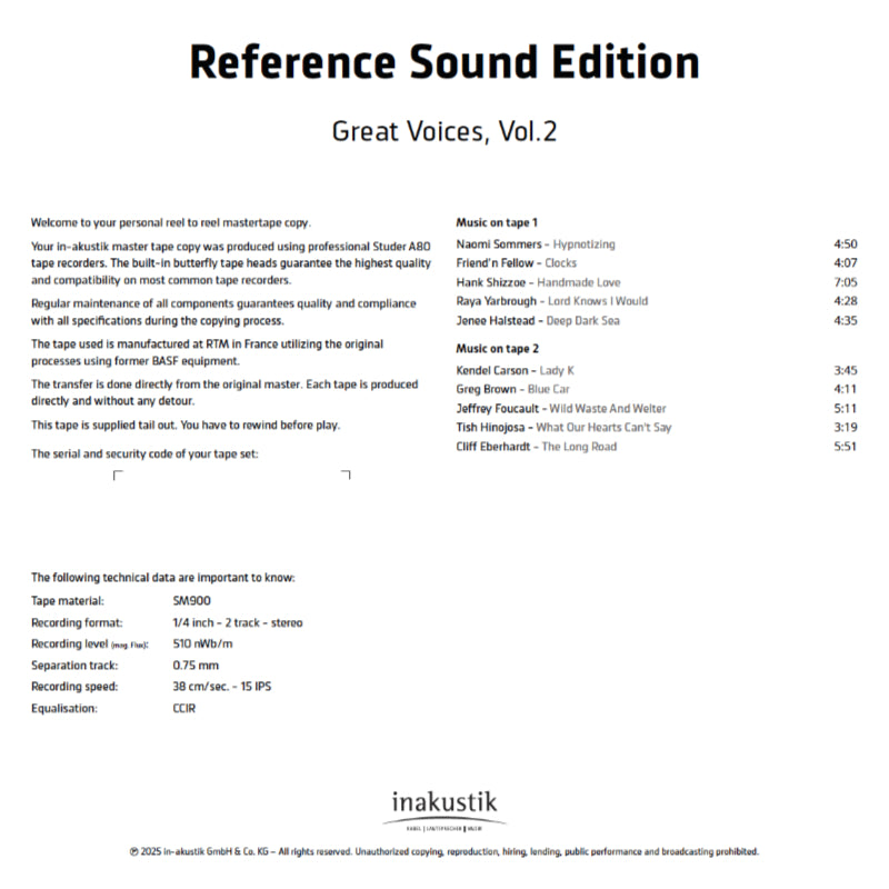 Great Voices Volume 2 Credits