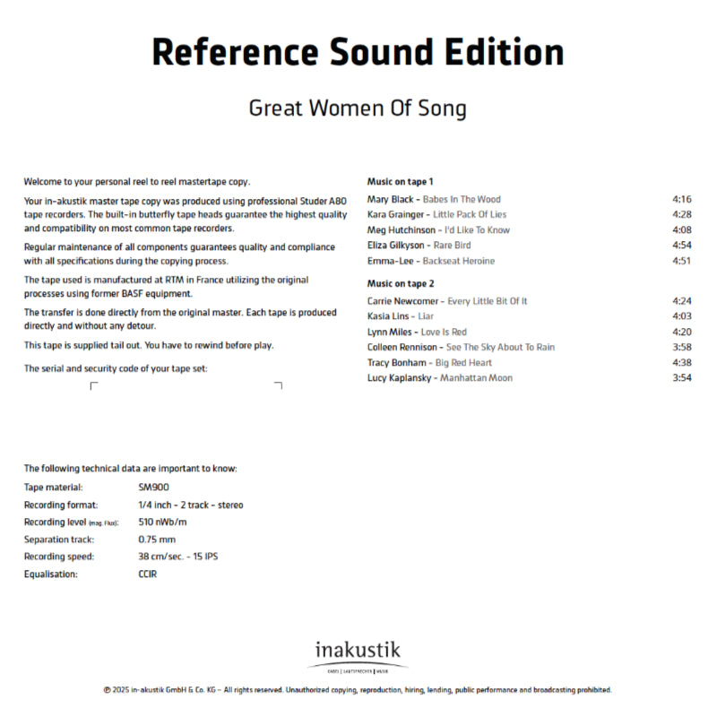 Great Women Of Song Credits