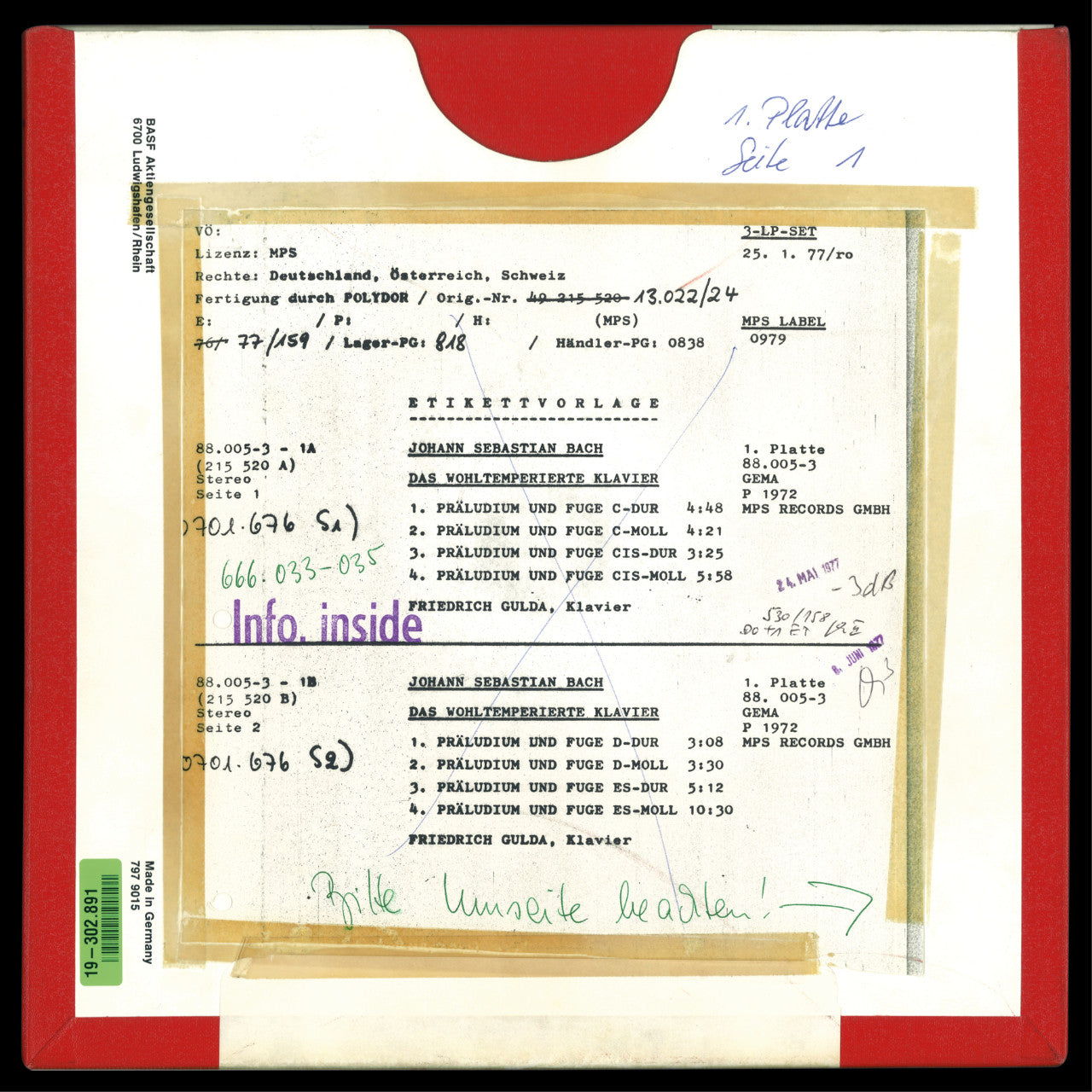 Friedrich Gulda - The Well-Tempered Clavier – Revox | Horch House