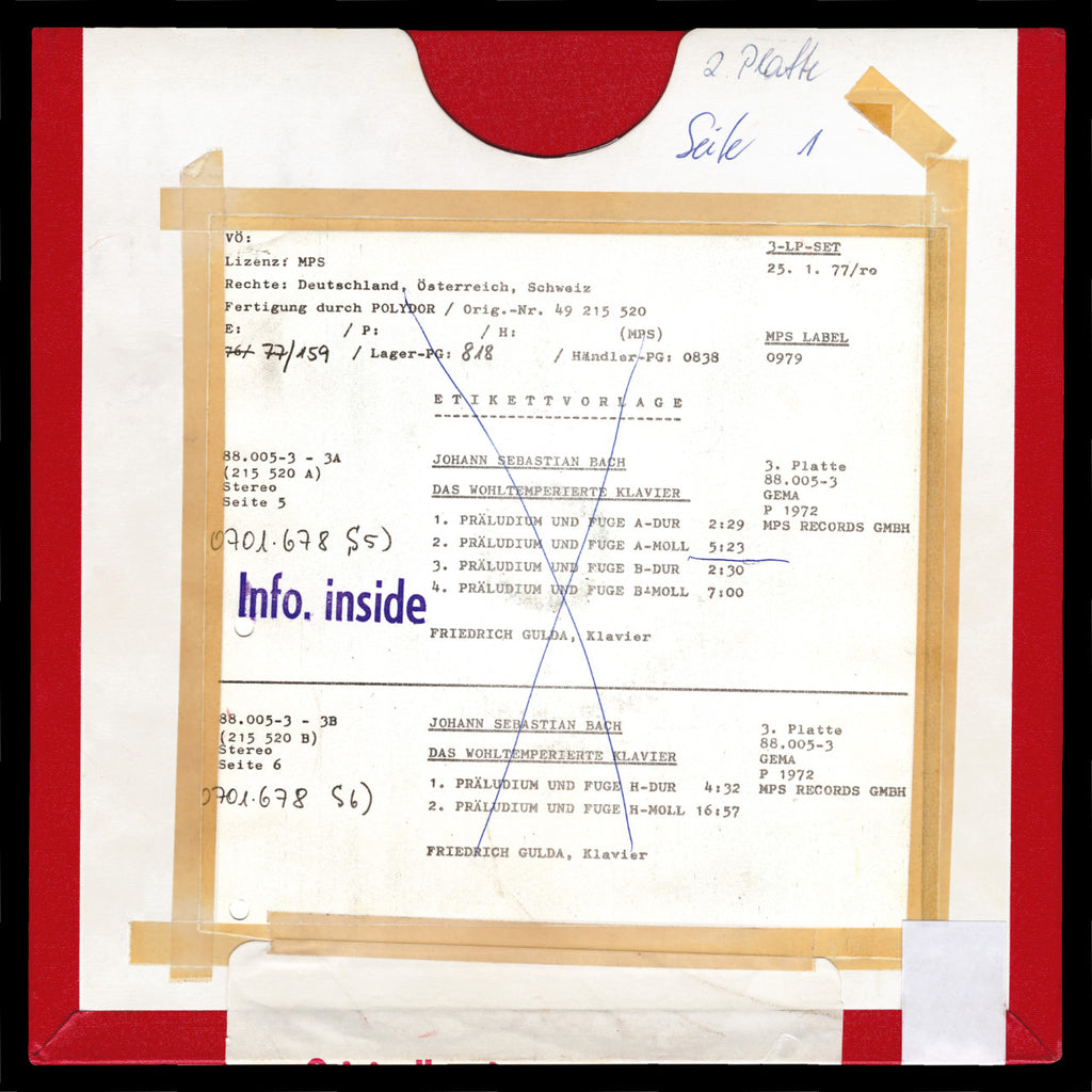 Friedrich Gulda Bach The Well-Tempered Clavier Original Master Tape 4