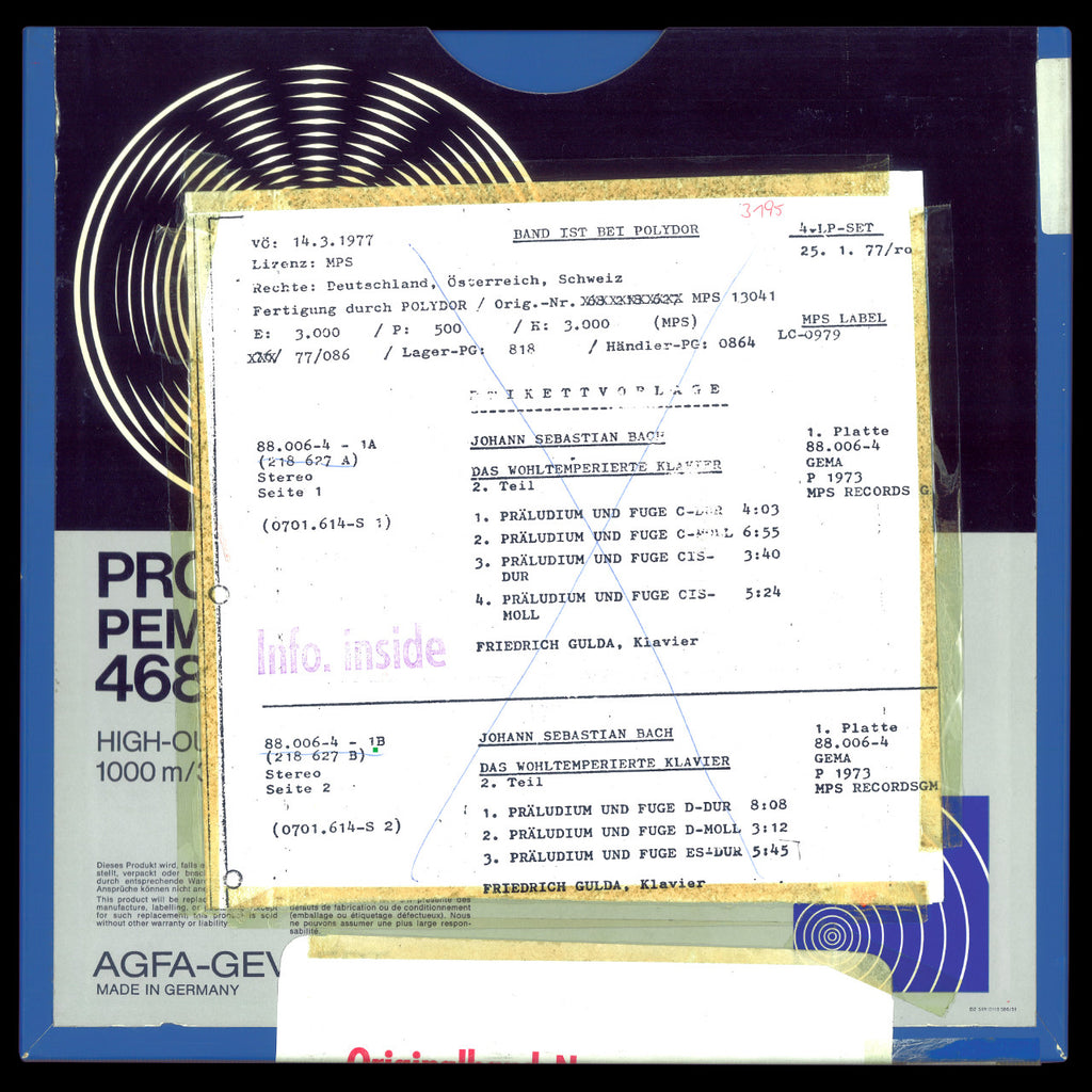 Friedrich Gulda Bach The Well-Tempered Clavier Original Master Tape 5