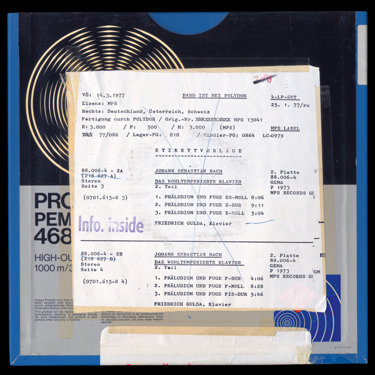 Friedrich Gulda Bach The Well-Tempered Clavier Original Master Tape 7