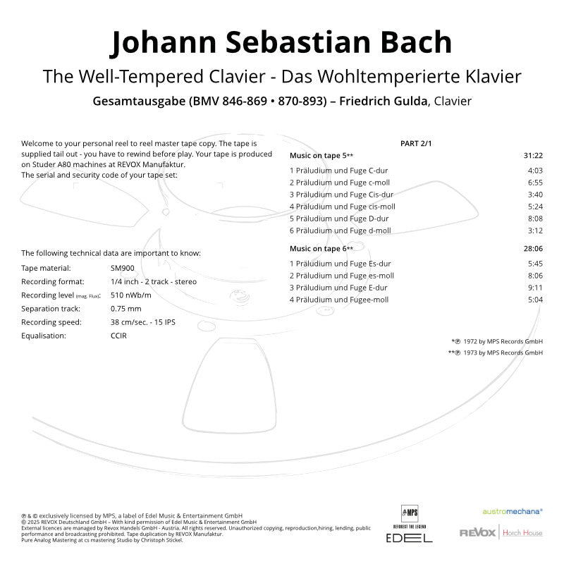 Friedrich Gulda Bach The Well-Tempered Clavier Credits Part 2/1