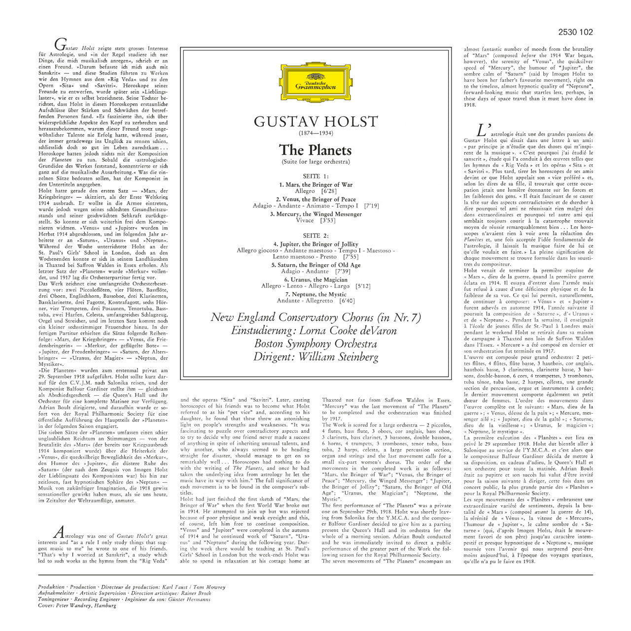 Gustav Holst The Planets Cover Backside