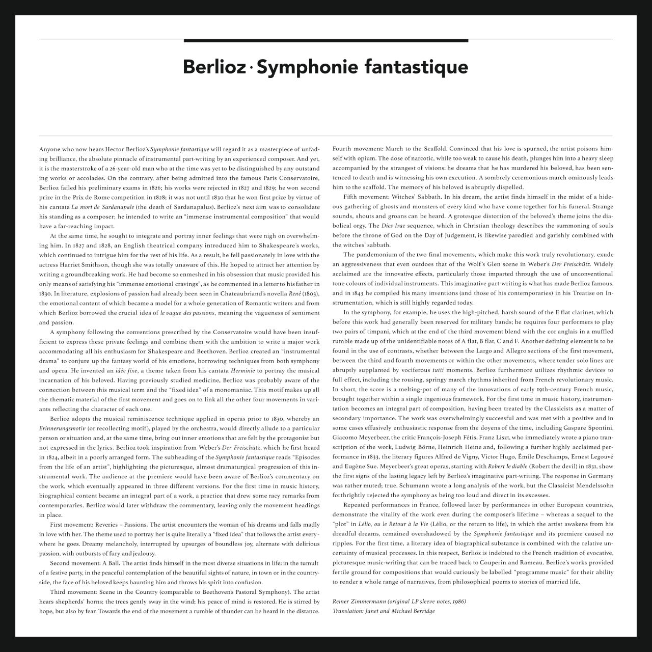 Hector Berlioz Symphonie Fantastique Inlay