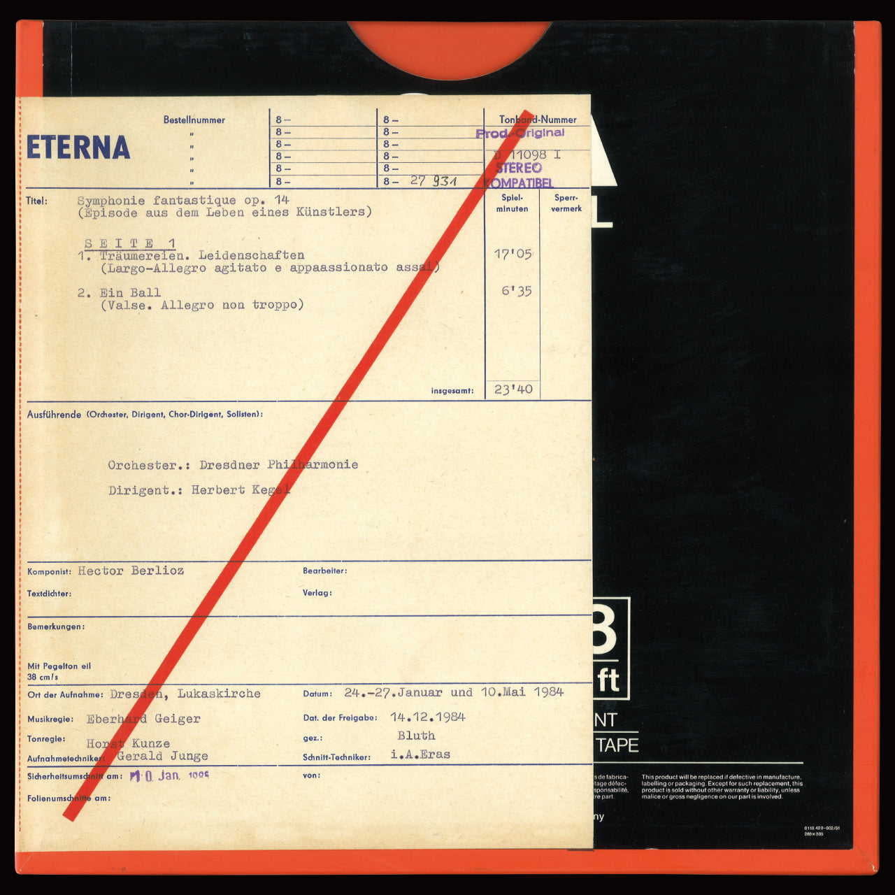 Hector Berlioz Symphonie Fantastique Original Master Tape 1