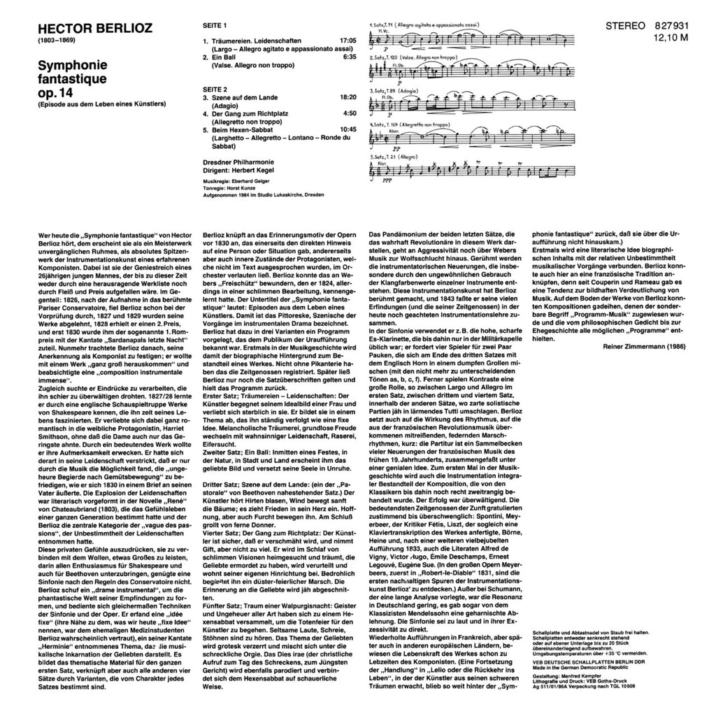 Hector Berlioz Symphonie Fantastique Cover Backside