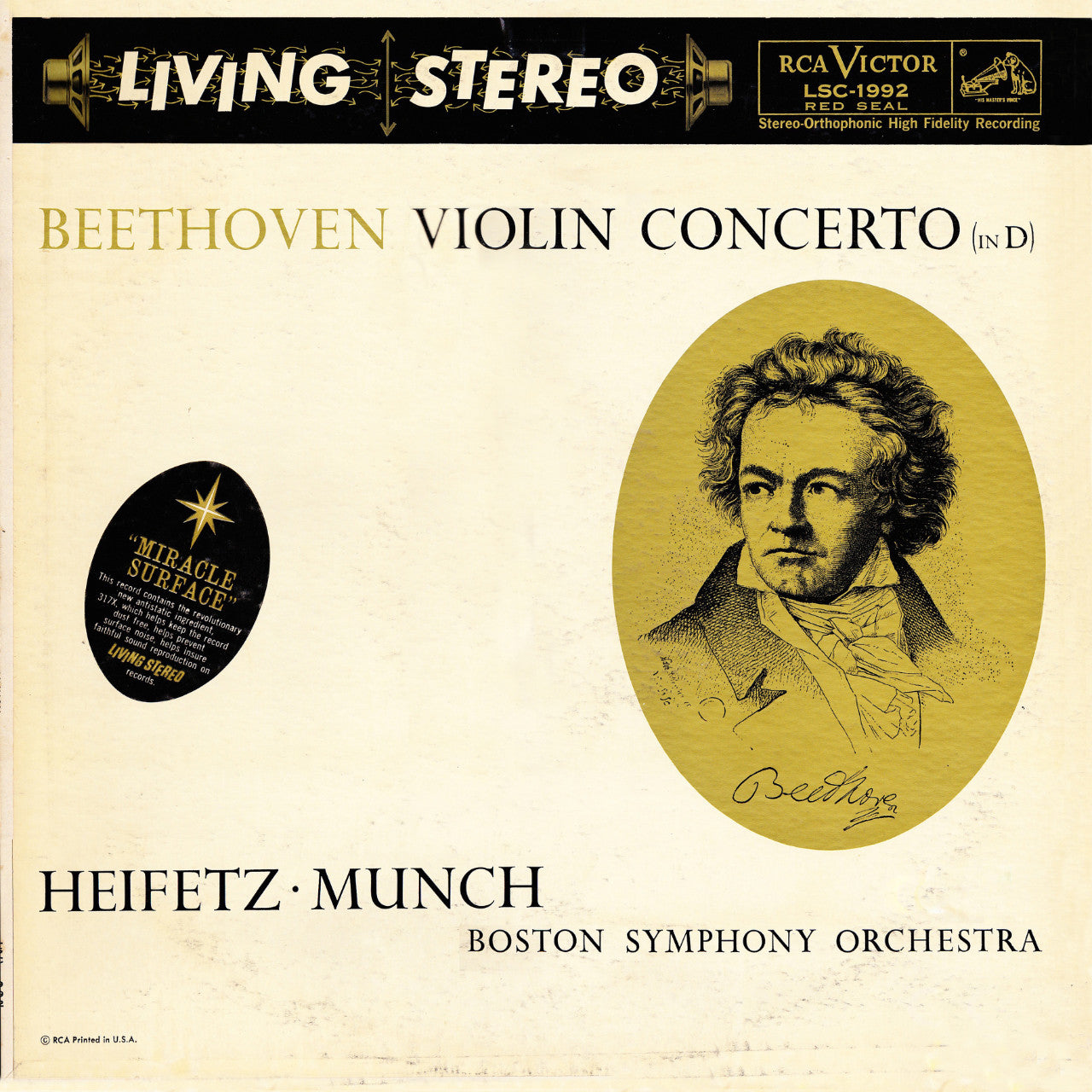 Heifetz Munch Beethoven Violin Concerto Cover