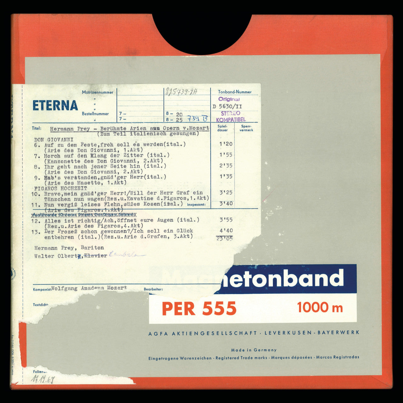 Famous Arias from Mozart Operas with Hermann Prey Original Master Tape 2