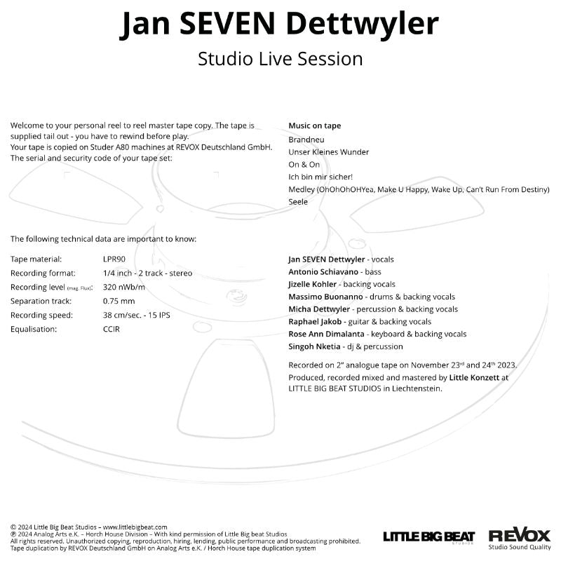 Jan Seven Dettwyler Studio Live Session Credits