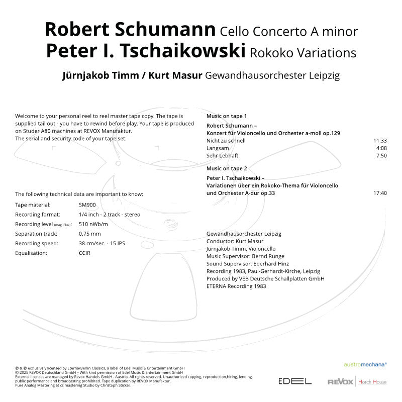 Kurt Masur Schuhmann Tschaikowski Credits