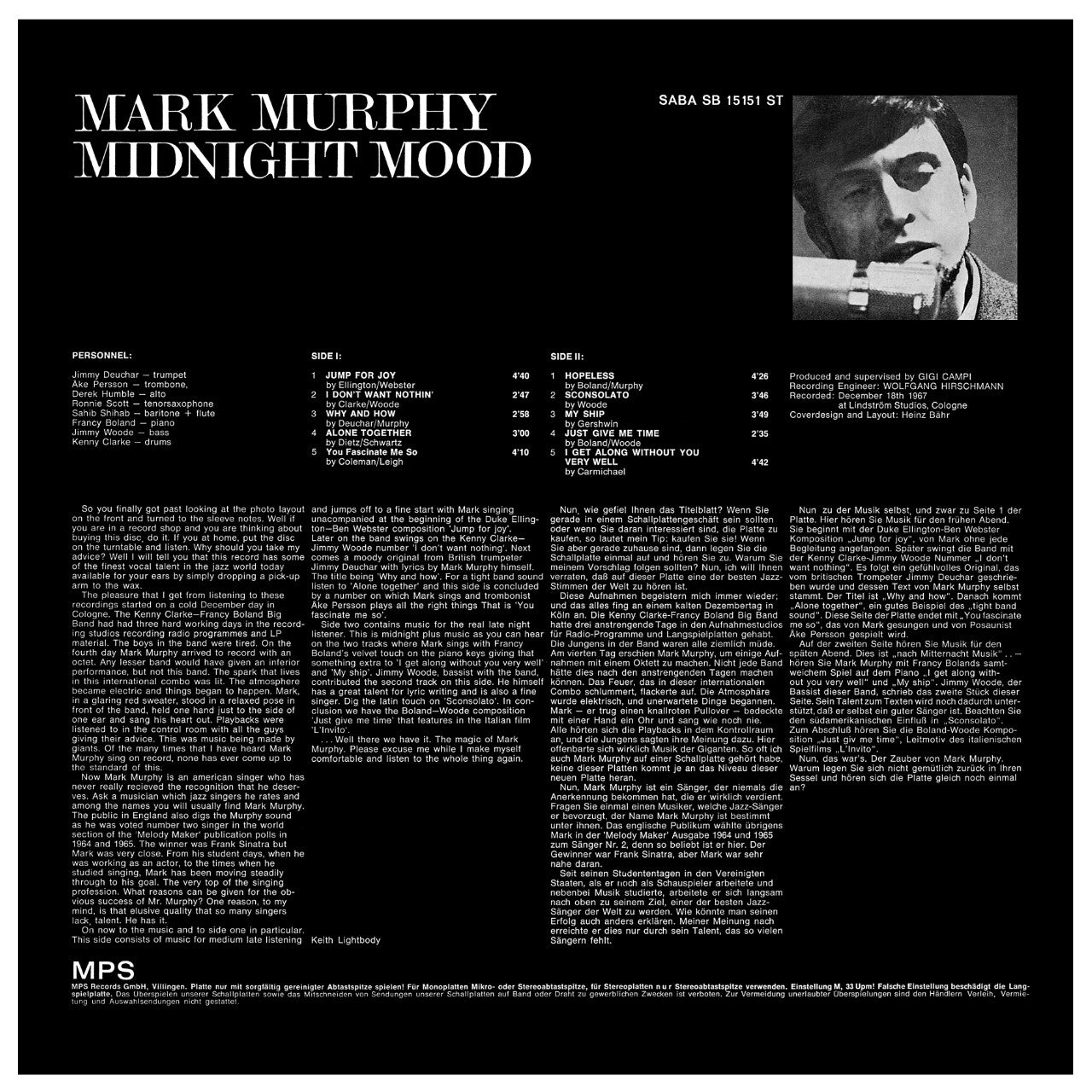 Mark Murphy Midnight Mood Cover Backside
