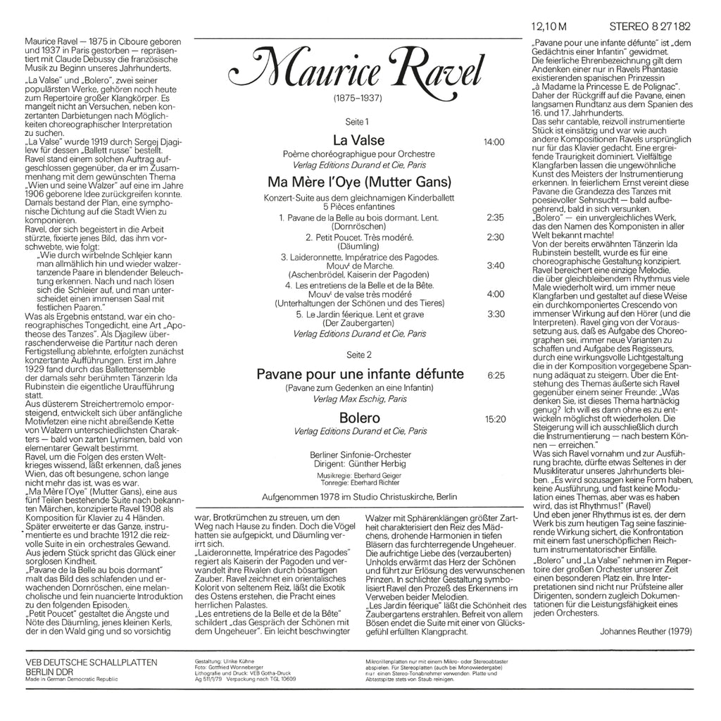 Maurice Ravel Bolero Cover Backside