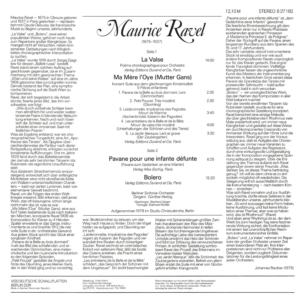 Maurice Ravel Bolero Cover Backside