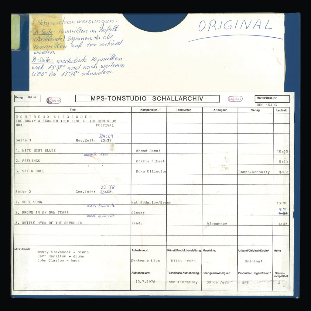 Monty Alexander Live At The Montreux Festival Original Tape