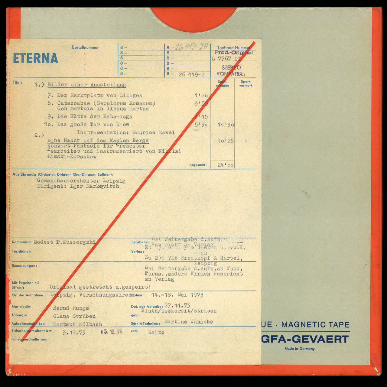 Mussorgski Pictures at an Exhibition and Night on Bald Mountain Original Master Tape 2