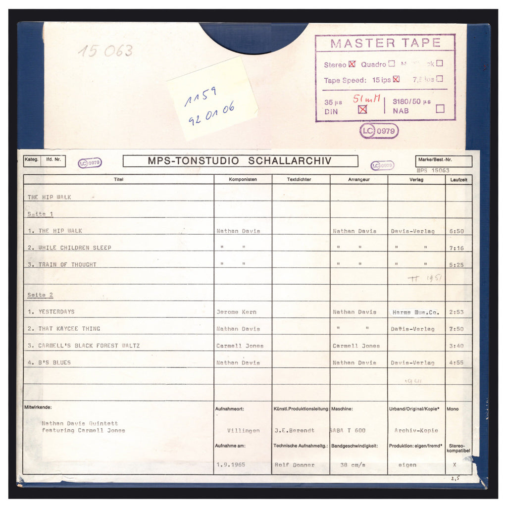 Nathan Davis The Hip Walk Original Master Tape