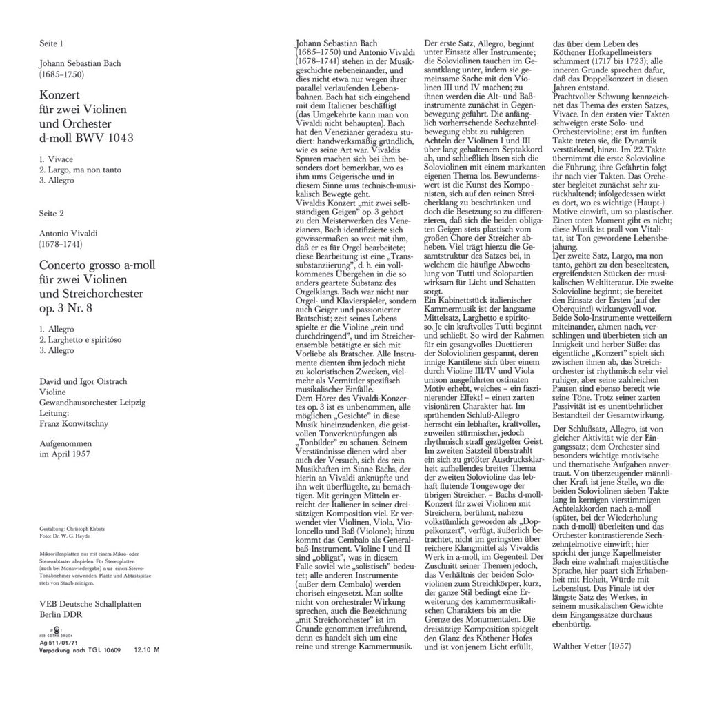 David and Igor Oistrach Bach Vivaldi Cover Backside