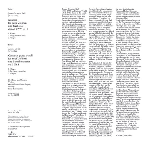 David and Igor Oistrach Bach Vivaldi Cover Backside