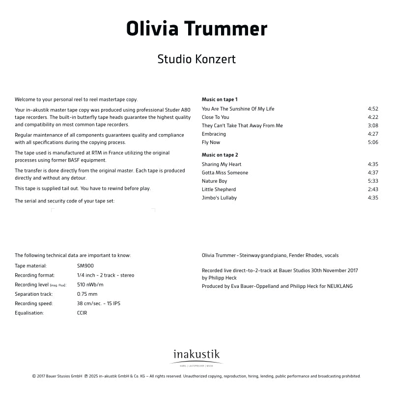 Olivia Trummer Studio Concert Credits