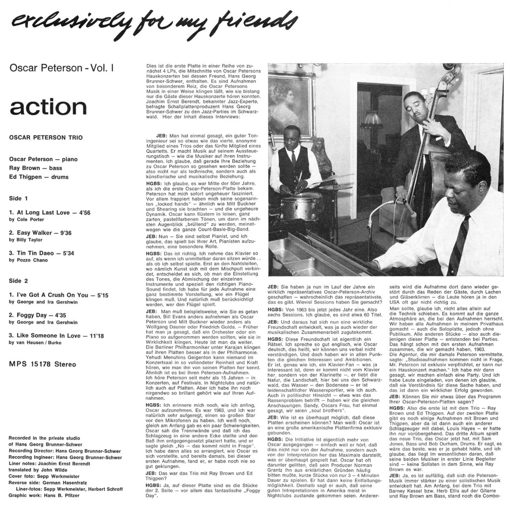 Oscar Peterson Action Inlay 1