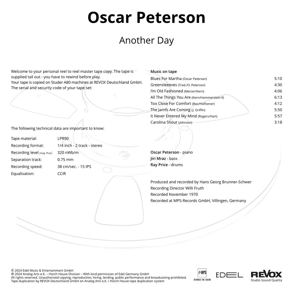 Oscar Peterson Another Day Credits